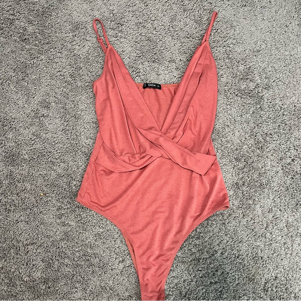 Peach Bodysuit Spaghetti Straps Women L NWOT